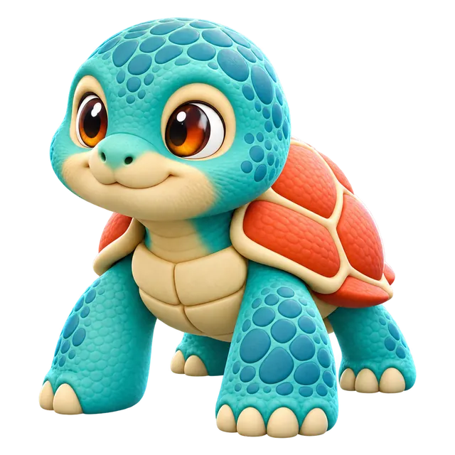 Tidekeep, a Brismania creature: a teal turtle with a red shell, 3D render